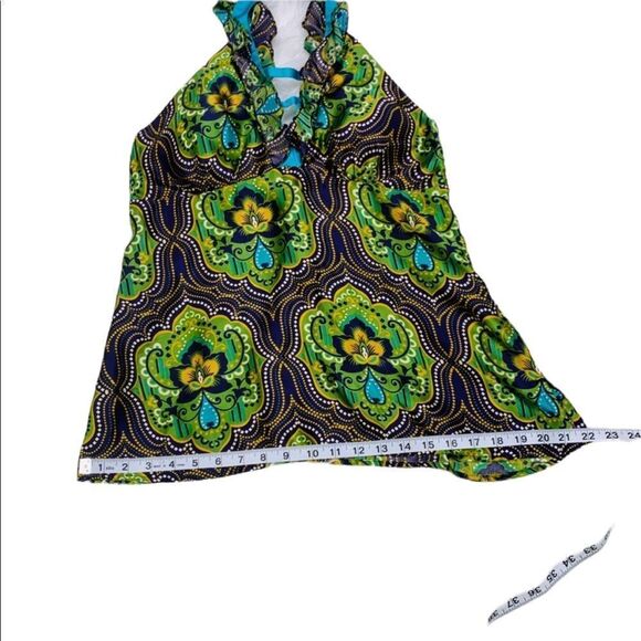 Postella Green Ruffle Sleeve Peacock Tank - Large - Picture 15 of 16